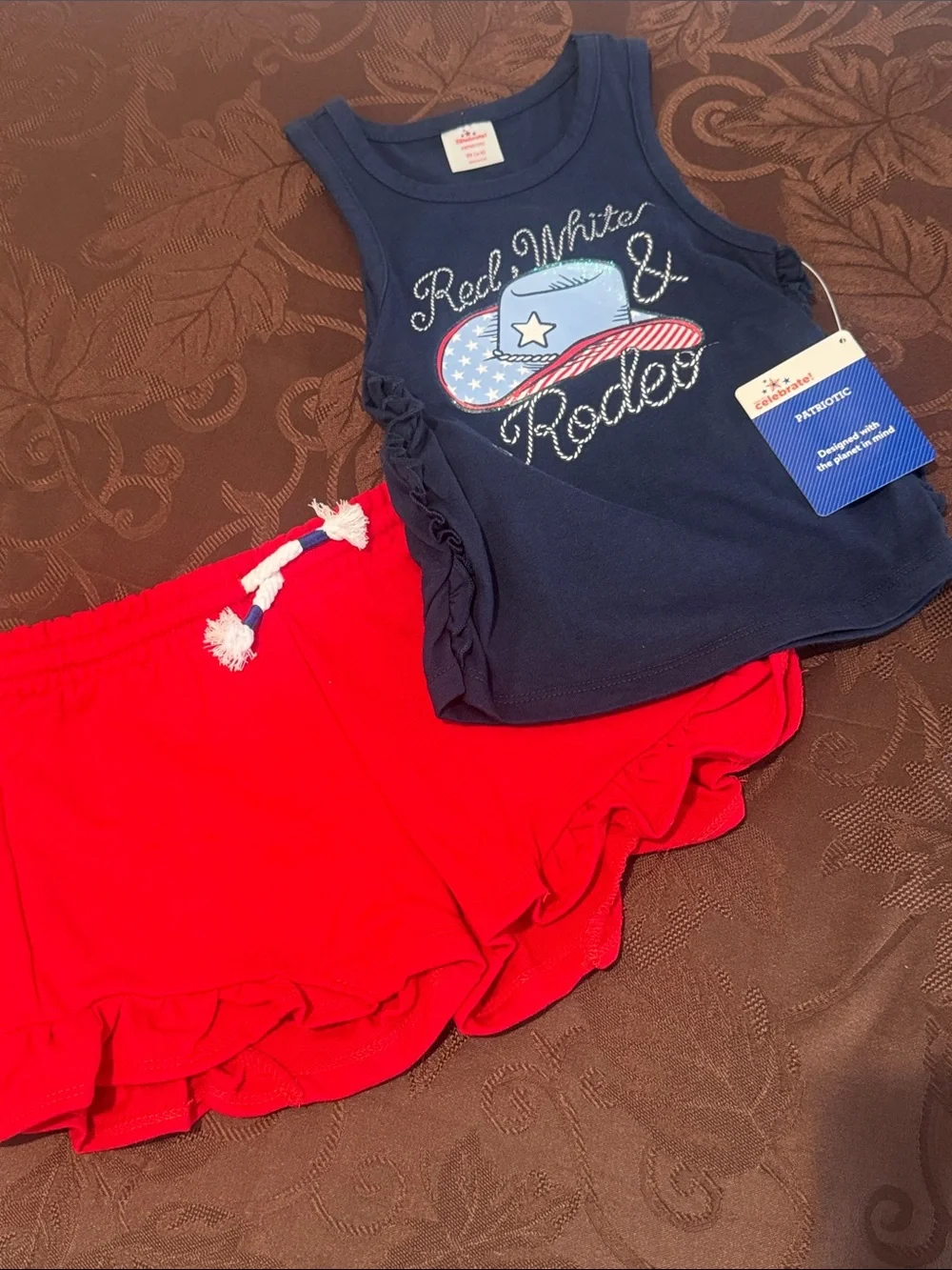 🌟3/$15🌟🇺🇸Red White & Rodeo. Kids Short Set. Size 4/5
